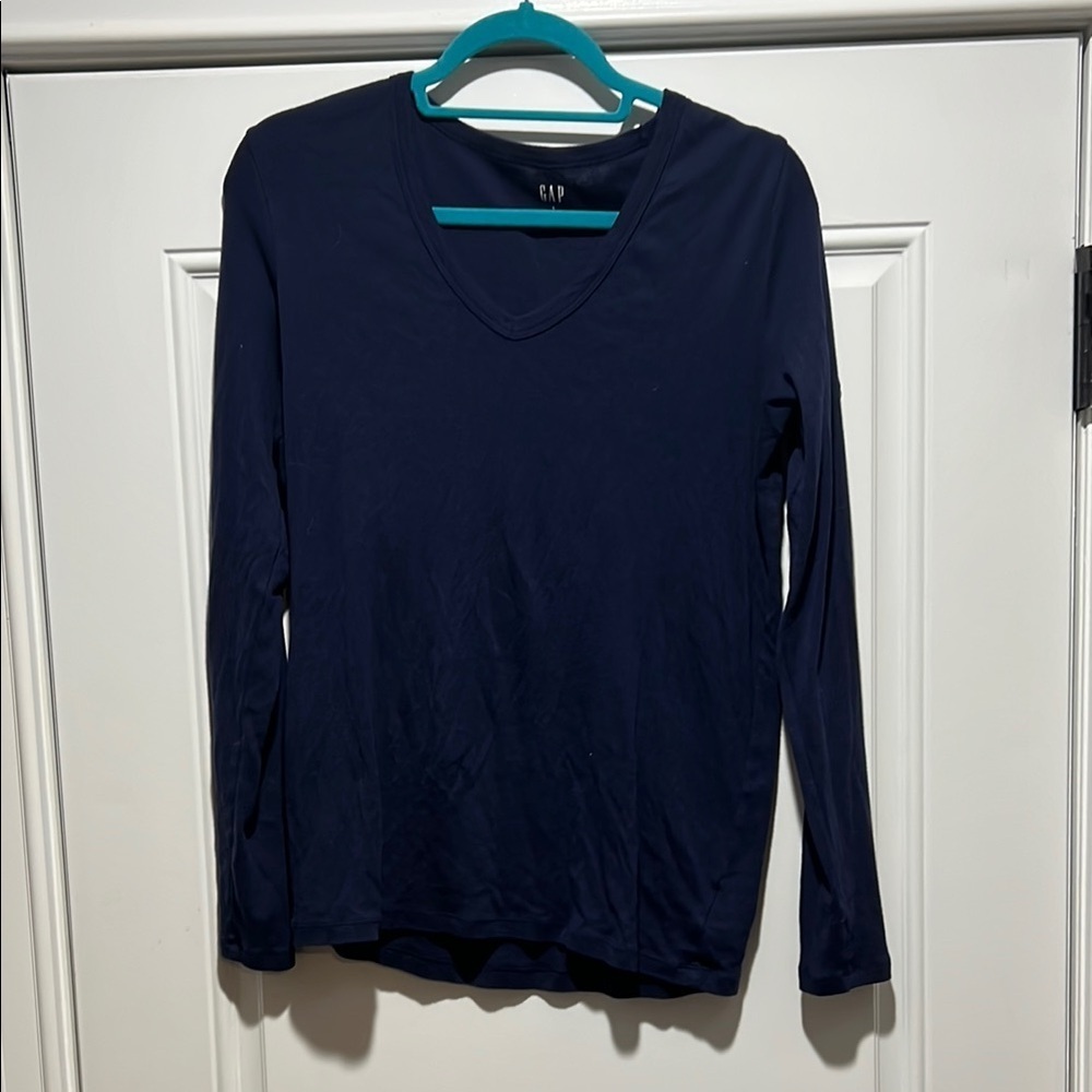 GAP Blue Fitted Long Sleeve Tee Size Large